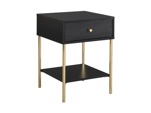 PASCAL MORABITO Nachttisch mit 1 Schublade - MDF & Metall - Schwarz & Goldfarben - MILAVIA von Vente-unique
