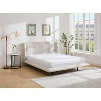 Polsterbett 140 x 190 cm - mit gestepptem Kopfteil - Stoff - Beige + Matratze - PENAVI von Vente-unique