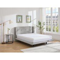 Polsterbett 140 x 190 cm - mit gestepptem Kopfteil - Stoff - Hellgrau + Matratze - PENAVI von Vente-unique