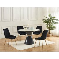 Polsterstuhl 2er-Set - Samt & goldfarbenes Metall - Schwarz - OLLUA von Vente-unique