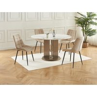Polsterstuhl 2er-Set - Samt & schwarzes Metall - Beige - OLLUA von Vente-unique