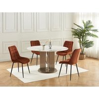 Polsterstuhl 2er-Set - Samt & schwarzes Metall - Terracotta - OLLUA von Vente-unique