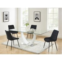 Polsterstuhl 6er-Set - Samt & schwarzes Metall - Schwarz - OLLUA von Vente-unique