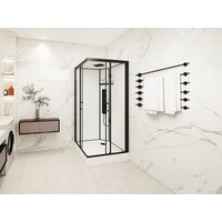 Quadratische Duschkabine mit Hydromassage - Schwarz matt und Weiß - 90 x 90 x 215 cm - TANITO von Vente-unique