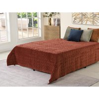 Quilted Velvet Bedspread - 225 x 220 cm - Terrakotta - IDELLA von Vente-unique