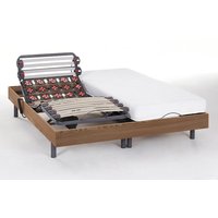 Relaxbett elektrisch - Latexmatratzen - PANDORA II von DREAMEA - mit OKIN-Motor - Holzfarben natürlich - 2 x 90 x 200 cm von Vente-unique