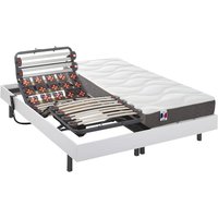 Relaxbett elektrisch mit Latten & Tellermodulen + Matratze - 2 x 90 x 200 cm - 100% Latex - 3 Zonen - Weiß - MENELAS von YSMÉE Relaxbett elektrisch mit Latten & Tellermodulen + Matratze - 2 x 90 x 200 cm - 100% Latex - 3 Zonen - Weiß - MENELAS von YSMÉE von Vente-unique