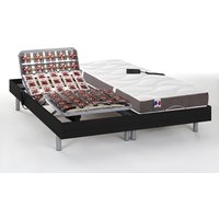 Relaxbett elektrisch mit Tellermodulen - Matratzen 100% Latex mit 3 Zonen - 2 x 90 x 200 cm - Schwarz - JUPITER von  YSMÉE von Vente-unique