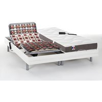 Relaxbett elektrisch mit Tellermodulen - Matratzen 100% Latex mit 3 Zonen - 2 x 90 x 200 cm - Weiß - JUPITER von  YSMÉE von Vente-unique