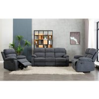 Relaxgarnitur 3+2+1 TOLZANO - Stoff - Anthrazit von Vente-unique