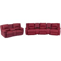 Relaxgarnitur 3- + 2-Sitzer - Rindsleder - Rot - AROMA Relaxgarnitur 3- + 2-Sitzer - Rindsleder - Rot - AROMA von Vente-unique