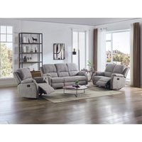 Relaxsofa 3-Sitzer, 2-Sitzer & Relaxsessel - Mikrofaser - Hellgrau - BRODY von Vente-unique