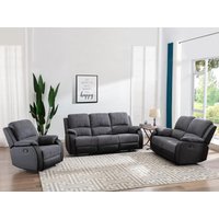 Relaxsofa 3-Sitzer - Microfaser & Kunstleder - Grau & Schwarz - BRODY von Vente-unique