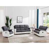 Relaxsofa 3-Sitzer - Microfaser & Kunstleder - Grau & Weiß - BRODY von Vente-unique
