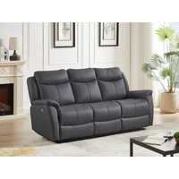 Relaxsofa 3-Sitzer elektrisch - Rindsleder - Anthrazitgrau - NOMAJO von Vente-unique
