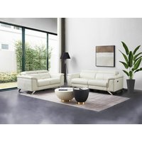 Relaxsofa 3-Sitzer elektrisch und 2-Sitzer - Rindsleder - Weiß - BREYT II von Vente-unique