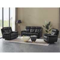 Relaxsofa 3-Sitzer und Relaxsessel - Leder - Schwarz - VINETA von Vente-unique