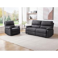 Relaxsofa 3-Sitzer & Relaxsessel elektrisch - Stoff - Anthrazit - LUNANO Relaxsofa 3-Sitzer & Relaxsessel elektrisch - Stoff - Anthrazit - LUNANO von Vente-unique