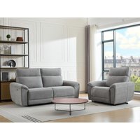Relaxsofa 3-Sitzer & Relaxsessel elektrisch - Stoff - Grau - DJARALO von Vente-unique