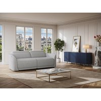 Relaxsofa elektrisch 3-Sitzer - melierter Stoff - Hellgrau - OZARTO von Vente-unique