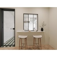 Schiebeglaswand - 90 x 105 cm - thermolackiertes Aluminium - Schwarz - RAVENA von Vente-unique