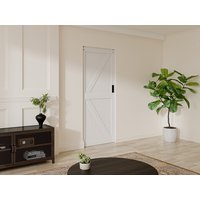 Schiebetür mit Galandage-System - Holz & MDF - Weiß - 205 x 83 cm - NEFARA von Vente-unique