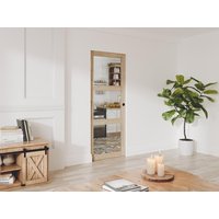 Schiebetür mit Galandage-System mit 3 Fenstern - 205 x 83 cm - Holz - Sicherheitsglas - ACOSTA II von Vente-unique