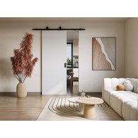 Schiebetür mit Laufschiene - 205 x 93 cm - MDF + Kunststoff (PVC) - Weiß - VARIN II von Vente-unique