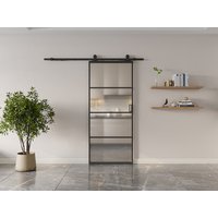 Schiebetür mit Laufschiene - Aluminium & Sicherheitsglas mattiert - 205 x 83 cm - SINCA II Schiebetür mit Laufschiene - Aluminium & Sicherheitsglas mattiert - 205 x 83 cm - SINCA II von Vente-unique