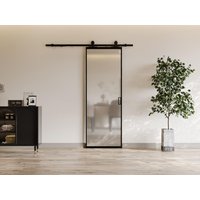 Schiebetür mit Laufschienensystem - Aluminium & Sicherheitsglas mattiert - 205 x 93 cm - LINCI II von Vente-unique