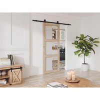 Schiebetür mit Laufschienensystem mit 3 Fenstern - 205 x 63 cm - Holz - Sicherheitsglas - ACOSTA II von Vente-unique