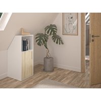 Schrank unter Dachschräge mit 1 Tür & 1 Ablage - Weiß & Holzfarben - ADEZIO von Vente-unique