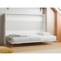 Schrankbett 140 x 200 cm + Matratze - Manuelle horizontale Öffnung - Weiß - MALINA II von Vente-unique