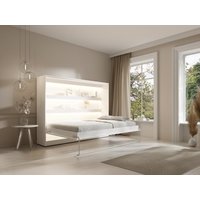 Schrankbett - 140 x 200 cm - Manuelle horizontale Öffnung - Mit LED-Beleuchtung - Weiß - RAPILI von Vente-unique