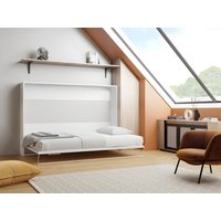 Schrankbett 140 x 200 cm - Manuelle horizontale Öffnung - Weiß - MALINA II von Vente-unique