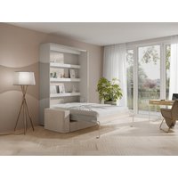 Schrankbett 140 x 200 cm - Manuelle vertikale Öffnung - Mit LEDs - Beige + Matratze + Sofa - RAPILI Schrankbett 140 x 200 cm - Manuelle vertikale Öffnung - Mit LEDs - Beige + Matratze + Sofa - RAPILI von Vente-unique