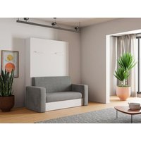 Schrankbett mit Sofa & manueller vertikaler Öffnung - 140 x 200 cm - Grau & Weiß - MALINA von Vente-unique