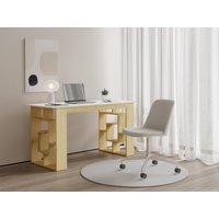 Schreibtisch mit 10 Regalfächern - Holzfarben & Weiß - JOVISO von Vente-unique