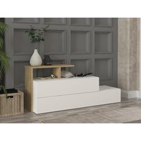 Schuhschrank - 2 Türen & 1 Ablagefach - Weiß & Holzfarben - DAVISTA von Vente-unique