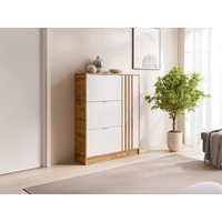 Schuhschrank mit 1 Tür und 3 Klappenfächern - Natur & Weiß - JANAKIA Schuhschrank mit 1 Tür und 3 Klappenfächern - Natur & Weiß - JANAKIA von Vente-unique