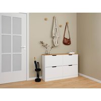 Schuhschrank mit 4 Klappfächern - Weiß und Naturholz - LOTULA von Vente-unique