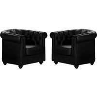 Sessel 2er-Set - Kunstleder - Schwarz - CHESTERFIELD von Vente-unique