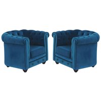 Sessel 2er-Set - Samt - Grünblau - CHESTERFIELD Sessel 2er-Set - Samt - Grünblau - CHESTERFIELD von Vente-unique
