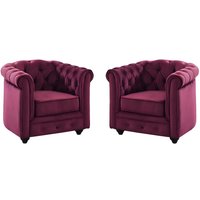 Sessel 2er-Set - Samt - Pflaumenfarben - CHESTERFIELD Sessel 2er-Set - Samt - Pflaumenfarben - CHESTERFIELD von Vente-unique