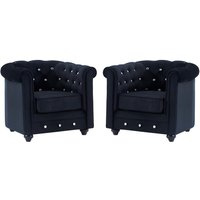 Sessel 2er-Set - Samt - Schwarz mit Knöpfen in Kristalloptik - CHESTERFIELD Sessel 2er-Set - Samt - Schwarz mit Knöpfen in Kristalloptik - CHESTERFIELD von Vente-unique