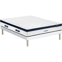 Set 140 x 190 cm - Boxspringuntergestell - Taschenfederkernmatratze 5 Zonen - Kühlender Bezug - Höhe 28 cm - KOROVOU von YSMÉE von Vente-unique