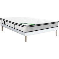 Set 160 x 200 cm - Boxspringbett + Taschenfederkernmatratze 7 Zonen mit integriertem Topper und Bambusbezug 23 cm - TAREVO von NATUREA Set 160 x 200 cm - Boxspringbett + Taschenfederkernmatratze 7 Zonen mit integriertem Topper und Bambusbezug 23 cm - TAREVO von NATUREA von Vente-unique