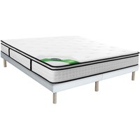 Set 180 x 200 cm - Boxspringbett + Taschenfederkernmatratze 7 Zonen mit integriertem Topper und Bambusbezug 23 cm - TAREVO von NATUREA Set 180 x 200 cm - Boxspringbett + Taschenfederkernmatratze 7 Zonen mit integriertem Topper und Bambusbezug 23 cm - TAREVO von NATUREA von Vente-unique