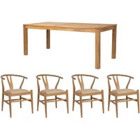 Set Tisch AMILA + 4 Stühle POGIANA - Holzfarben & Beige Set Tisch AMILA + 4 Stühle POGIANA - Holzfarben & Beige von Vente-unique