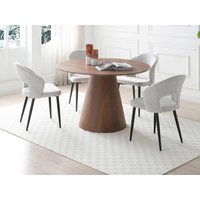 Set Tisch ANTALIZA + 4 Stühle NIYAMA - Holzfarben dunkel & Grau von Vente-unique